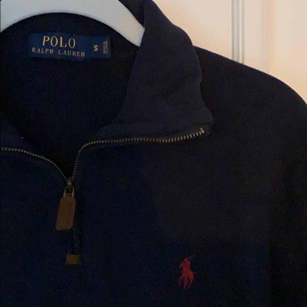 Navy Polo Ralph Lauren 1/4 Zip Sweatshirt - Picture 2 of 3